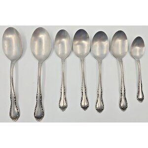 7 American Look Mixed Imperial Stainless Spoons USA Made Replacements Soup Serve